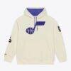 Utah Jazz Mitchell & Ness Hardwood Classics Chainstitch Premium Fleece Hoodie - Cream - Front View