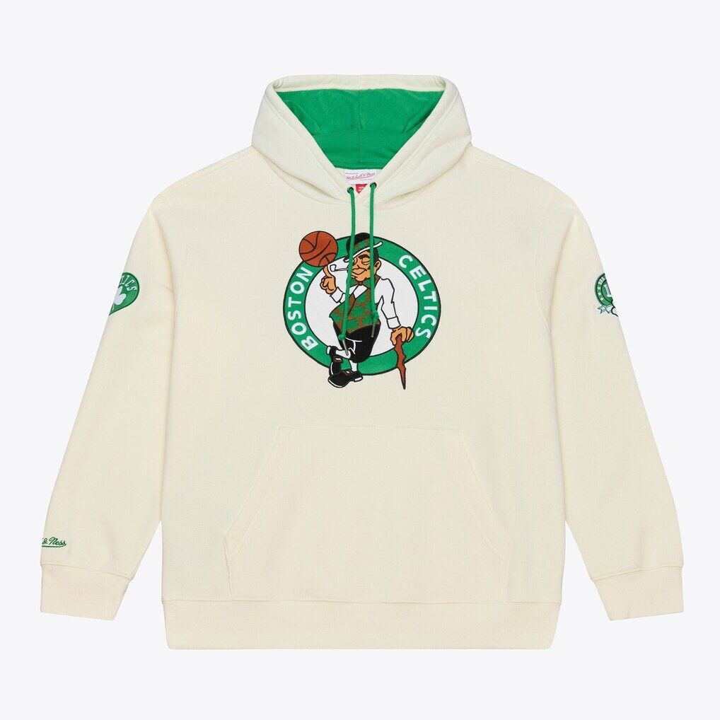 Boston Celtics Mitchell & Ness Hardwood Classics Chainstitch Premium Fleece Hoodie