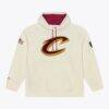 Cleveland Cavaliers Mitchell & Ness Hardwood Classics Chainstitch Premium Fleece Hoodie - Cream - Back View