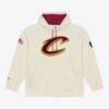 Cleveland Cavaliers Mitchell & Ness Hardwood Classics Chainstitch Premium Fleece Hoodie - Cream - Front View