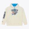 Oklahoma City Thunder Mitchell & Ness Hardwood Classics Chainstitch Premium Fleece Hoodie - Cream - Front View