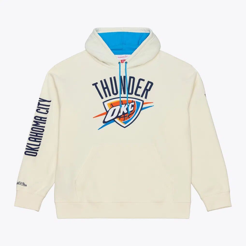 Oklahoma City Thunder Mitchell & Ness Hardwood Classics Chainstitch Premium Fleece Hoodie