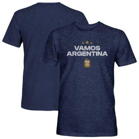 Argentina National Team 1863FC Athletic Wordmark Vintage Tri-Blend T-Shirt - Navy - Front View
