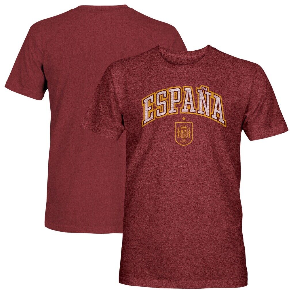 Spain National Team 1863FC Athletic Wordmark Vintage Tri-Blend T-Shirt – Maroon