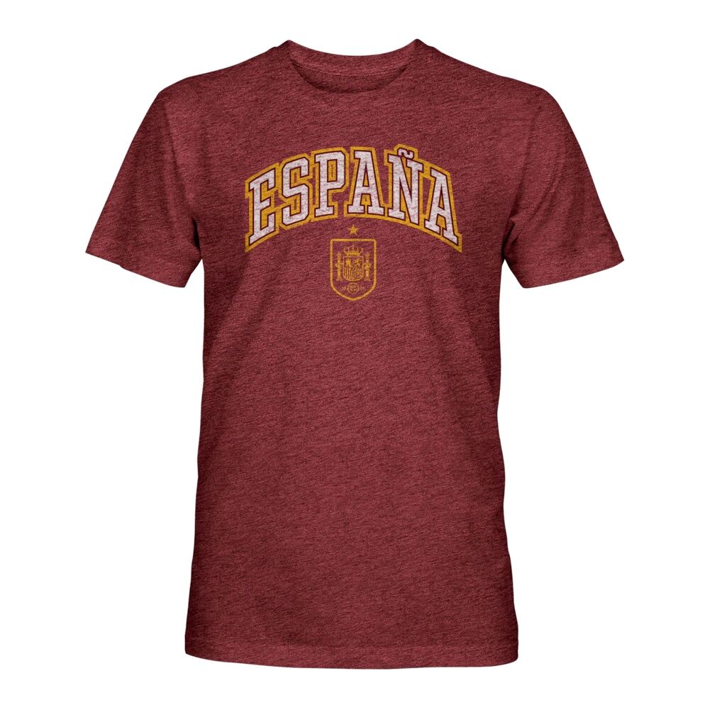 Spain National Team 1863FC Athletic Wordmark Vintage Tri-Blend T-Shirt – Maroon