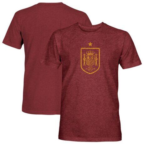 Spain National Team 1863FC Mono Badge Vintage Tri-Blend T-Shirt - Maroon - Front View