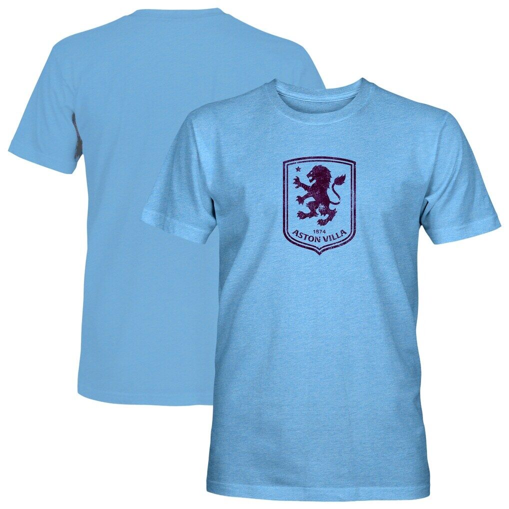 Aston Villa 1863FC Mono Badge Vintage Tri-Blend T-Shirt - Light Blue
