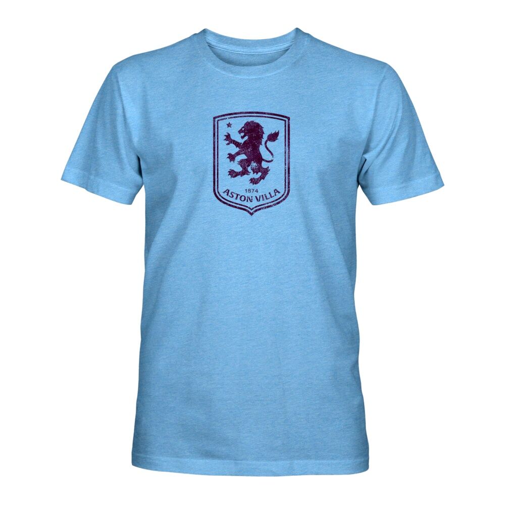 Aston Villa 1863FC Mono Badge Vintage Tri-Blend T-Shirt - Light Blue