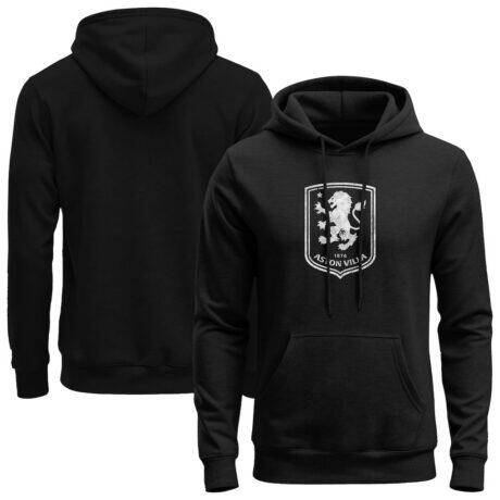 Aston Villa 1863FC Mono Badge Fleece Hoodie - Black - Front View