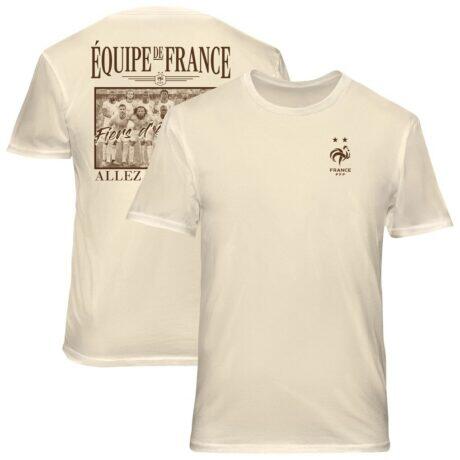 France National Team 1863FC Vintage Soft Wash T-Shirt - Cream - Front View