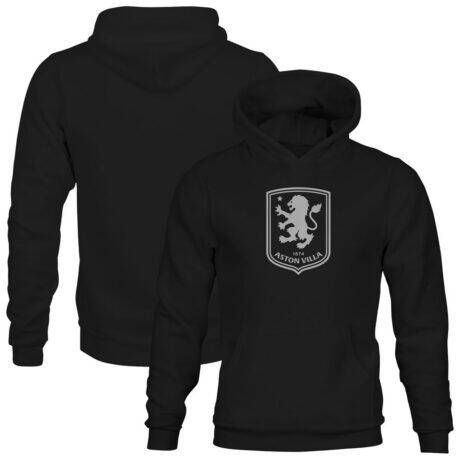 Aston Villa 1863FC Youth Mono Badge Fleece Hoodie - Black - Front View