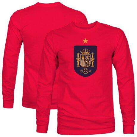 Spain National Team 1863FC Color Badge Long Sleeve T-Shirt - Red - Front View