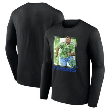 Jordan Morris Seattle Sounders FC Player Program Long Sleeve T-Shirt - Black - Front View