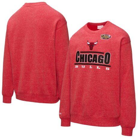 Chicago Bulls Mitchell & Ness Throw It Back Fleece Sweatshirt - Red - Front View