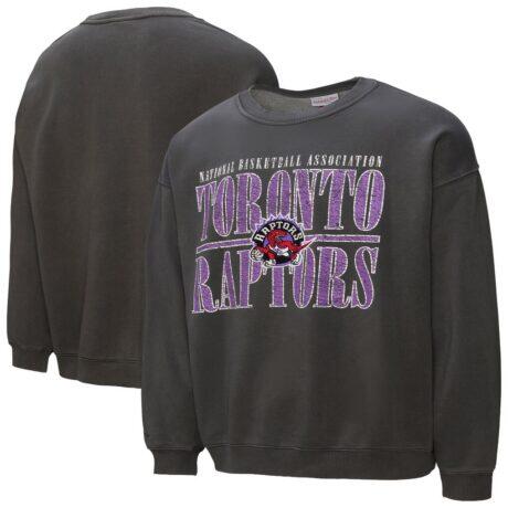 Toronto Raptors Mitchell & Ness NBA Downtown Collection Fleece Sweatshirt - Black - Front View