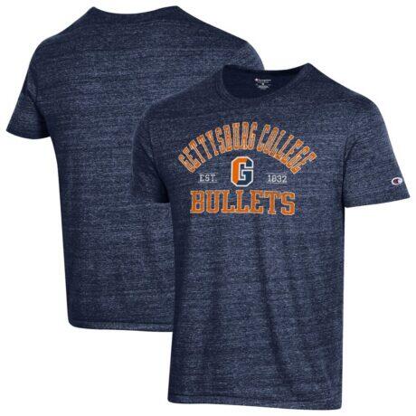 Gettysburg Bullets Champion Ultimate Triblend T-Shirt - Navy - Front View