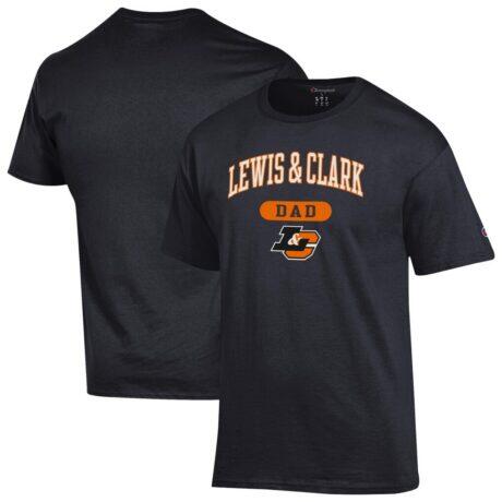 Lewis & Clark College Pioneers Champion Dad Pill Box Jersey T-Shirt - Black - Front View