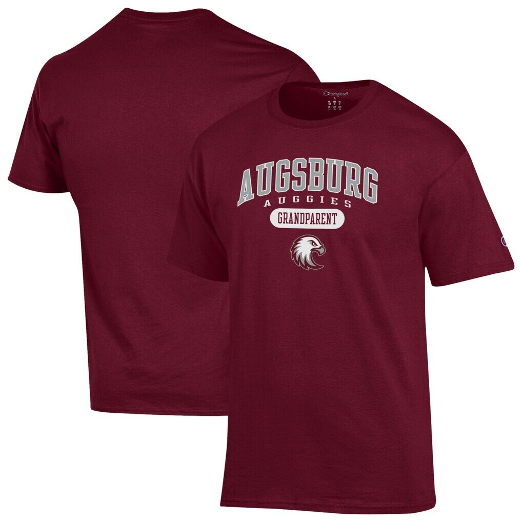 Augsburg Auggies Champion Unisex Grandparent Pill Box Jersey T-Shirt - Maroon