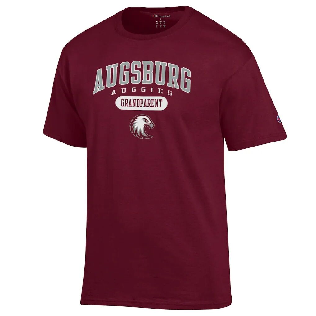 Augsburg Auggies Champion Unisex Grandparent Pill Box Jersey T-Shirt - Maroon