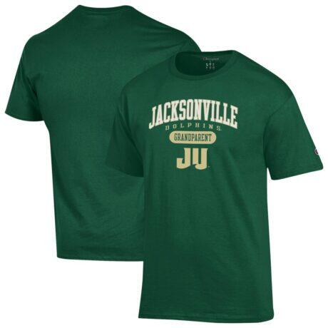 JU Dolphins Champion Unisex Grandparent Pill Box Jersey T-Shirt - Green - Front View