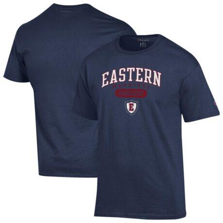 Eastern Connecticut State Warriors Champion Unisex Grandparent Pill Box Jersey T-Shirt - Navy - Front View