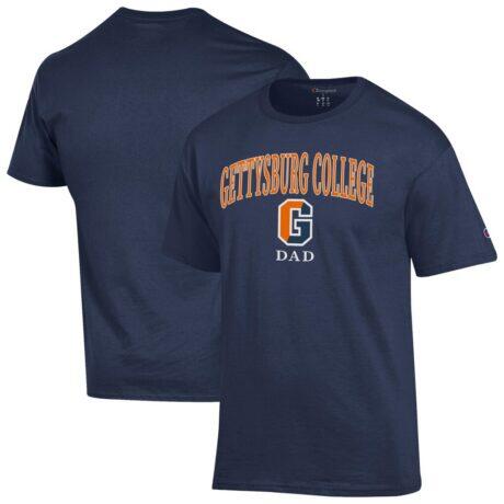 Gettysburg Bullets Champion Arch Dad Jersey T-Shirt - Navy - Front View