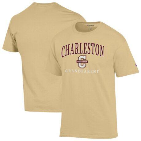 Charleston Cougars Champion Unisex Arch Grandparent Jersey T-Shirt - Yellow - Front View