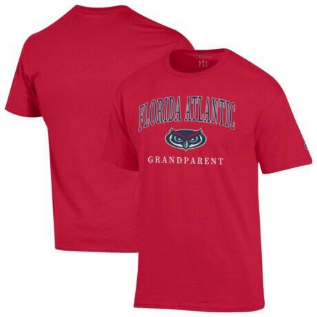 Florida Atlantic Owls Champion Unisex Arch Grandparent Jersey T-Shirt - Red - Front View