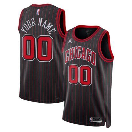 Chicago Bulls Jordan Brand Unisex Swingman Custom Jersey - Black - Front View
