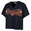 Atlanta Braves '47 x Stoney Clover Lane Women's Oversized Notch Neck T-Shirt - Navy - Side View