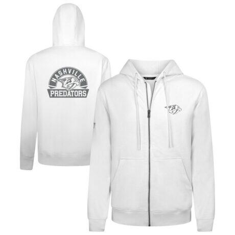 Nashville Predators Levelwear Podium Chenille Logo Full-Zip Hoodie - White - Front View