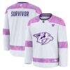 Nashville Predators Fashion7 Hockey Fights Cancer Survivor Practice Jersey - White - Front View