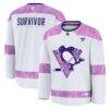 Pittsburgh Penguins Fashion7 Hockey Fights Cancer Survivor Practice Jersey - White - Front View