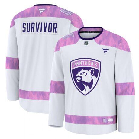 Florida Panthers Fashion7 Hockey Fights Cancer Survivor Practice Jersey - White - Front View