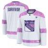 New York Rangers Fashion7 Hockey Fights Cancer Survivor Practice Jersey - White - Front View
