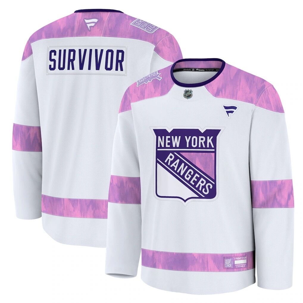 New York Rangers Fashion7 Hockey Fights Cancer Survivor Practice Jersey
