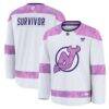 New Jersey Devils Fashion7 Hockey Fights Cancer Survivor Practice Jersey - White - Front View