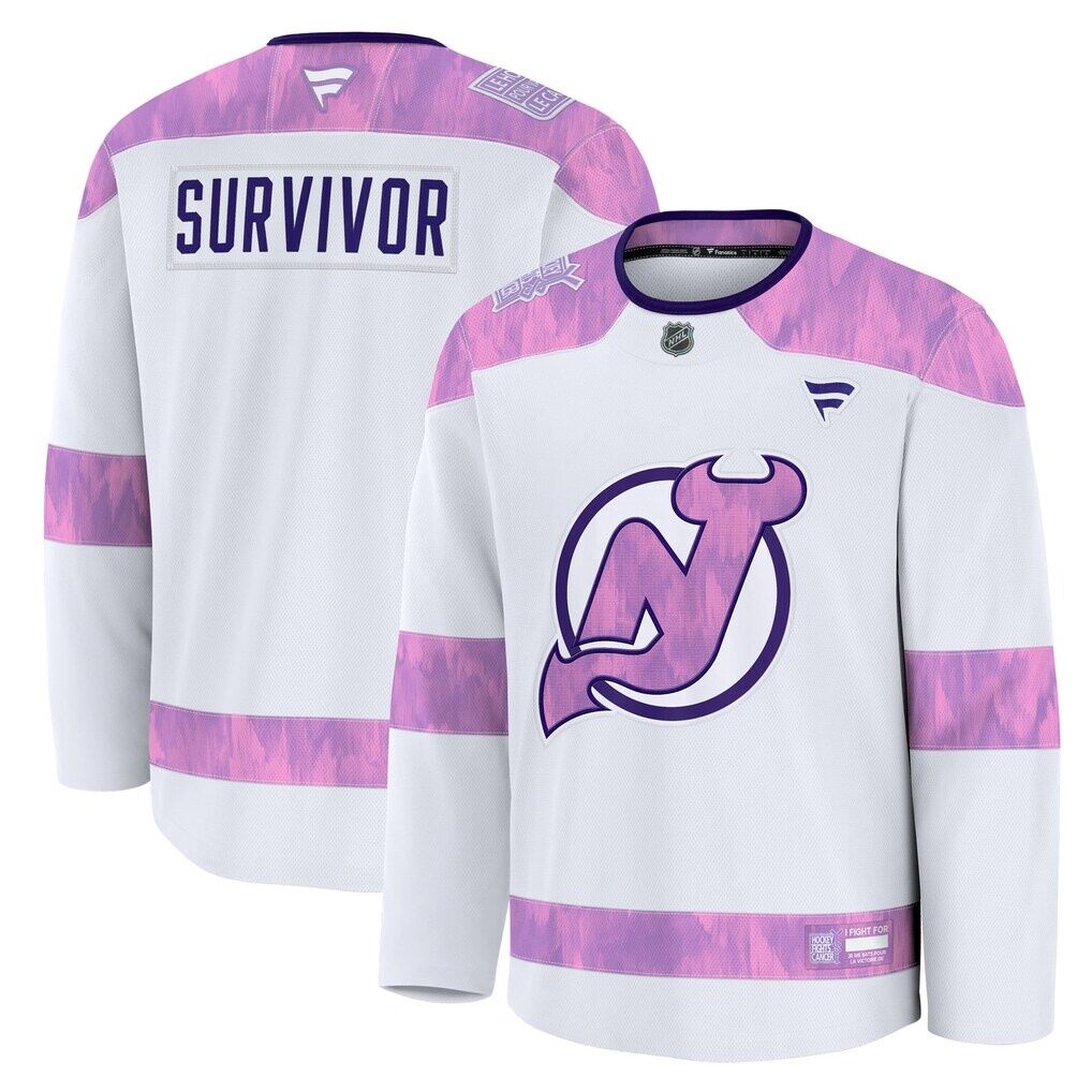 New Jersey Devils Fashion7 Hockey Fights Cancer Survivor Practice Jersey