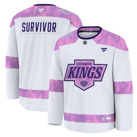 Los Angeles Kings Fashion7 Hockey Fights Cancer Survivor Practice Jersey - White - Front View