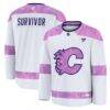Calgary Flames Fashion7 Hockey Fights Cancer Survivor Practice Jersey - White - Front View