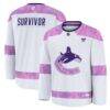 Vancouver Canucks Fashion7 Hockey Fights Cancer Survivor Practice Jersey - White - Front View