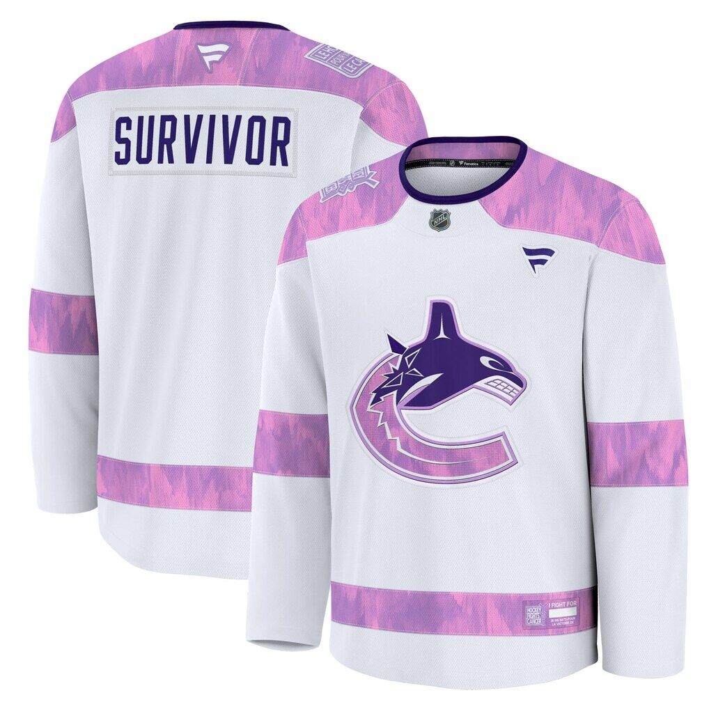 Vancouver Canucks Fashion7 Hockey Fights Cancer Survivor Practice Jersey