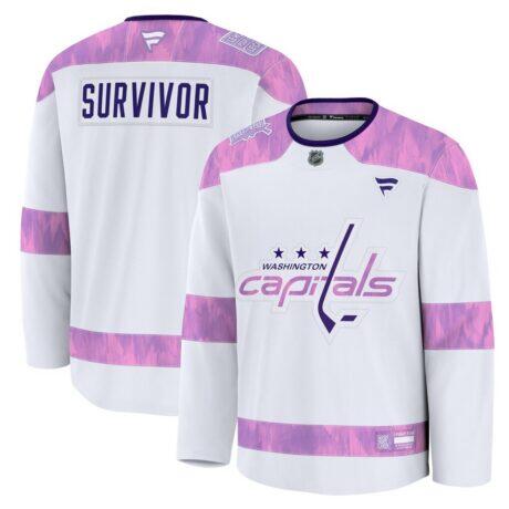 Washington Capitals Fashion7 Hockey Fights Cancer Survivor Practice Jersey - White - Front View