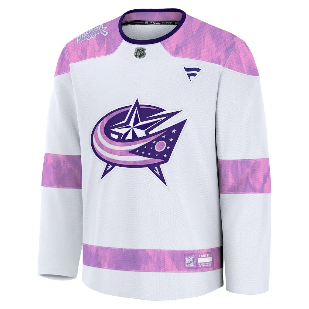 Columbus Blue Jackets Fashion7 Hockey Fights Cancer Survivor Practice Jersey
