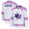 San Jose Sharks Fashion7 Hockey Fights Cancer Survivor Practice Jersey - White - Front View