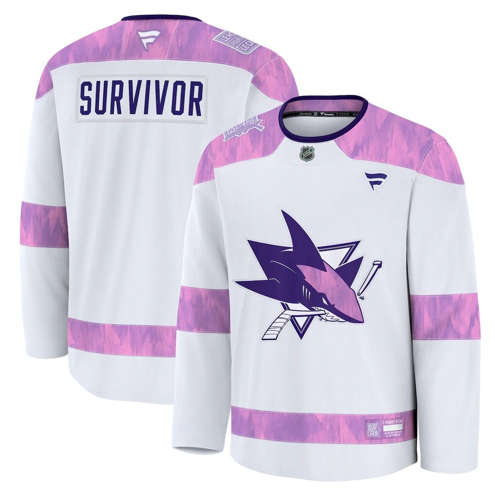 San Jose Sharks Fashion7 Hockey Fights Cancer Survivor Practice Jersey