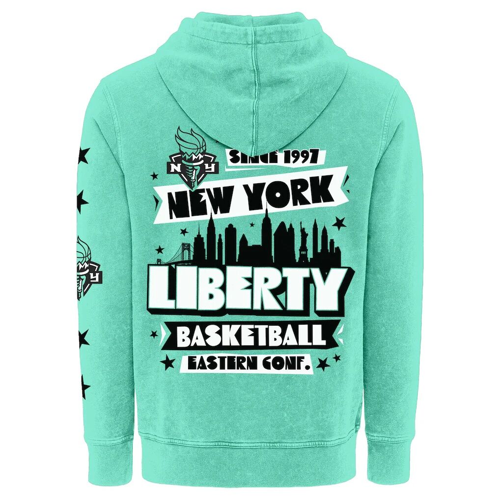 New York Liberty Sportiqe Unisex Mineral Wash Hoodie - Mint