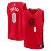 Damian Lillard Portland Trail Blazers Fashion7 Fast Break Replica Jersey - Red - - Front View