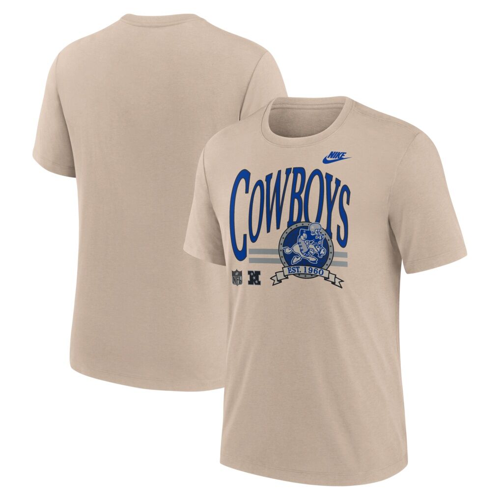 Dallas Cowboys Nike Rewind Tri-Blend T-Shirt - Sand