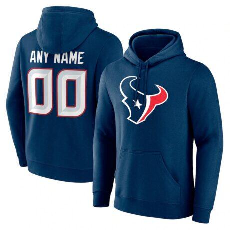 Houston Texans Team Authentic Personalized Name & Number Hoodie - Navy - Front View
